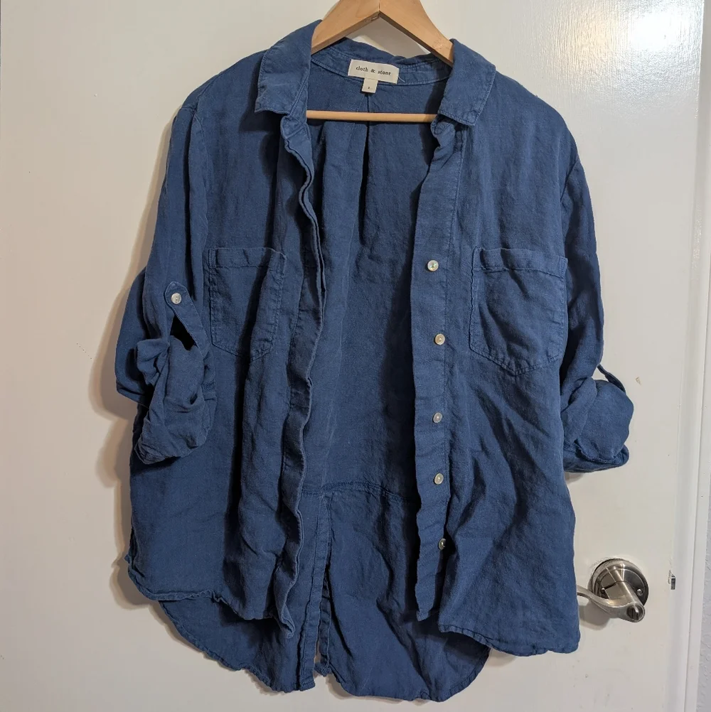 Women's Blue Button Down - Large - Picture 2 of 4